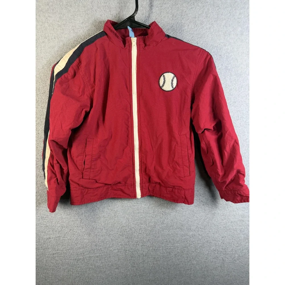 Gymboree Tracksuit Set Kids 6 Red Baseball 05 Jacket Pants Striped Athletic
